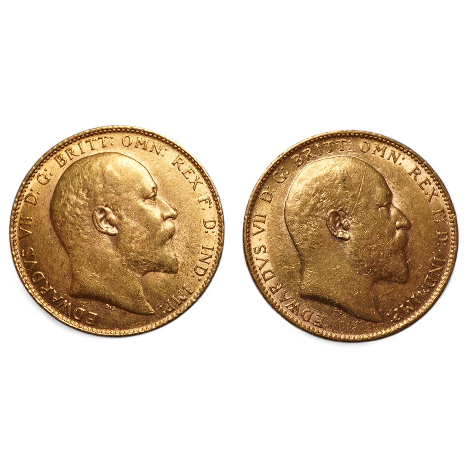 British gold coins, Edward VII, two gold sovereigns, 1903, VF or better and 1909, about EF